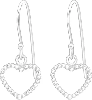 Produktbild von 925 Sterling Silber Ohrhaken Ohrringe vergoldet Herz mit Kugeln Material - Silber