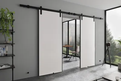Produktbild von KIER FURNITURE AURA DUO – Schiebetür Komplettset – 212x205x1,6 cm - Weiß