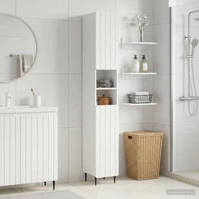 Obrázok produktu pre Maison Exclusive – Skrinka do kúpeľne s otvorenou policou, model ZWOLLE, farba: biela