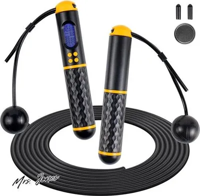 Produktbild von Famanu Springseil mit Zähler und Kalorienzähler - Verstellbar, rutschfeste Griffe, für Fitness und Ausdauer