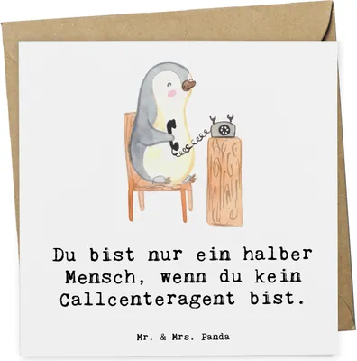 Produktbild von Mr. & Mrs. Panda Grußkarte Callcenteragent Herz - Weiß - Geschenk, doppelkarte, anlasskarte, Lustig, faltkarte, Spruch, Witzig, Glückwunschkarte, Customer Service