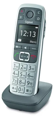Produktbild von Gigaset E560HX, Analoges/DECT-Telefon, Kabelloses Mobilteil, Freisprecheinrichtung, 150 Eintragungen, Anrufer-Identifikation, Grau, Silber