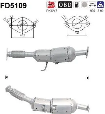 Produktbild von AS FD5109 Dieselpartikelfilter Rußpartikelfilter DPF für NISSAN Qashqai / Qashqai +2 I (J10, NJ10) Abgasanlage Diesel