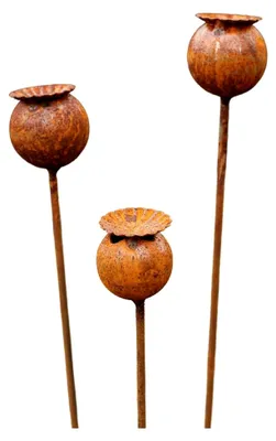 Produktbild von 3er Set Gartenstecker Mohn im Rost-Look