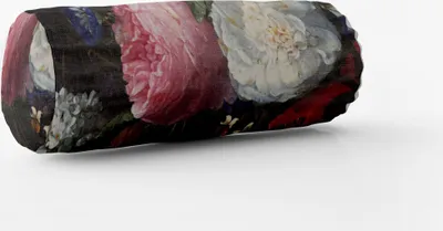Produktbild von SCHÖNER LEBEN. Kissenhülle Samt Blumen Tulpen Pfingstrosen grün bunt Größe 15x40cm (ØxB) Nackenrolle 15x40cm (ØxB) Nackenrolle Größe