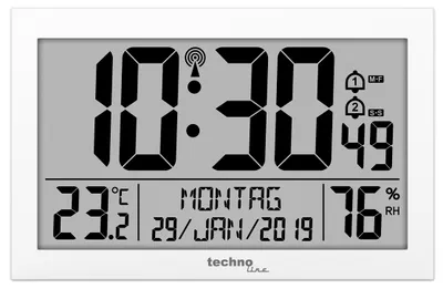 Immagine prodotto di Technoline WS 8016 Moderno orologio digitale radiocontrollato da parete con display della temperatura in plastica (29,99)