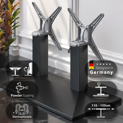 Produktbild von PALMA | Bistro Lounge Doppel Tischgestell | Schwarz | B:T 40 x 73 cm | Säule: 8 x 40 cm | Klappbar | Gastro Tischgestell, Tischgestell klappbar