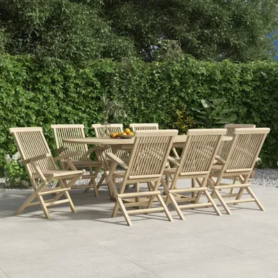 Produktbild von The Living Store Gartenstühle 8 Stk. Klappbar Grau 56x61x89 cm Massivholz Teak