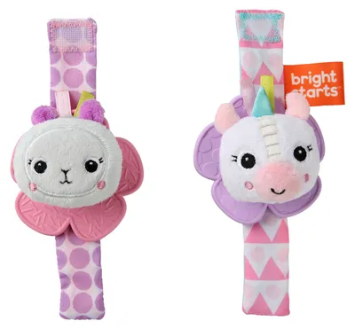 Produktbild von Bright Starts, Einhorn und Lama Rasselarmbänder mit Beißringen, können an Hand-