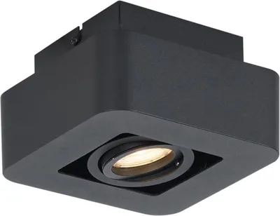 Produktbild von QAZQA - Modern Abgerundeter AufbauWand Spot I Spotlight I Deckenspot I Deckenstrahler I Strahler I Lampe I Leuchte schwarz dreh- und schwenkbar - Dox I Wohnzimmer I Schlafzimmer - Aluminium Quadratisc