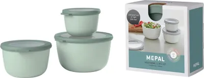 Zdjęcie produktu dla MEPAL 106231094700 MEPAL Frischhaltedosen-Set Cirqula 8,5/10,0/11,5 cm hoch nordic sage 0,5/1,0/2,0 l, 1 Set