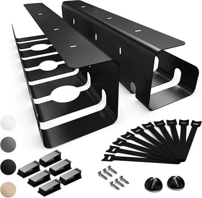 Image de Support pour câbles de bureau, noir, 2 pièces