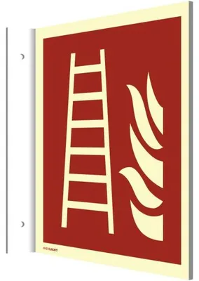 Produktbild von Dreifke® Fahnenschild Feuerleiter ISO 7010, Kunststoff, nachleucht., 160-mcd,...