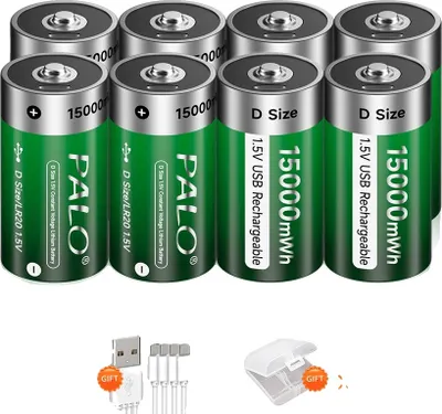 Zdjęcie produktu dla <Akumulatory PALO D, pojemność 15000mWh, ładowanie przez USB, 8 akumulatorów
