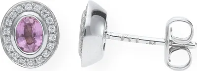 Produktbild von JuwelmaLux Ohrstecker JL10-06-1075 333 Weißgold mit pinken Saphir & synth. Zirkonia