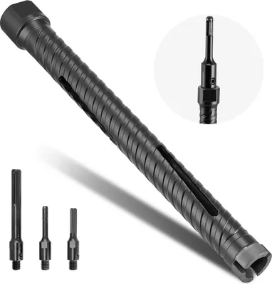 Immagine prodotto di Carotatrice diamantata - Punta a secco - Diametro 25 mm - Profondità di foratura 241 mm - Filettatura interna M16 - Set: 3 adattatori, punta pilota, chiave - Per calcestruzzo, mattoni e muratura