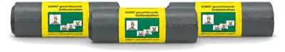 Productafbeelding van 3 x Komo afvalzakken met trekkoord - 60 liter - Grijs - LDPE - Voordeelverpakking - 3 stuks