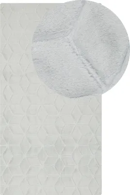 Produktbild von BELIANI Teppich Mintgrau Kaninchen-Kunstfell 80 x 150 cm Einfarbig Handgefertigt Geometrisches Muster Shaggy Modern Glamourös Wohnzimmer Ausstattung Deko