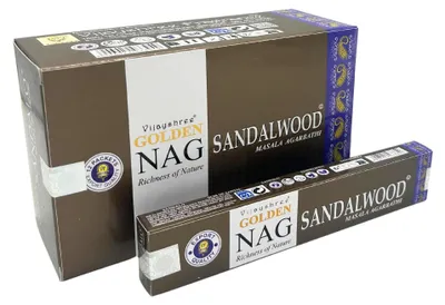 Produktbild von Vijayshree Golden Nag Sandelholz Räucherstäbchen 15g, handgerollt nach klassischer Masala-Rezeptur