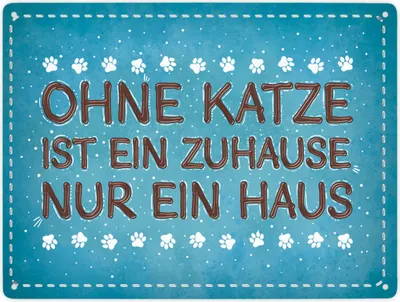 Produktbild von Ohne Katze ist ein Zuhause nur ein Haus Metallschild XXL Schild Blechschild