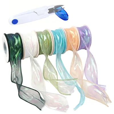 Imagen del producto de Conjunto de 6 cintas de organza para regalos y decoración de bodas