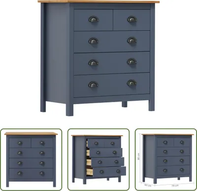 Produktbild von The Living Store Sideboard Hill Grau 79x40x80 cm Massivholz Kiefer