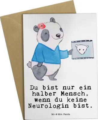 Produktbild von Mr. & Mrs. Panda Grußkarte Neurologin Herz - Weiß - Geschenk, Beruf, Mediziner, einladungskarten, weihnachtskarten, valentinstagskarte, Medizinstudium, Lustig, Grußkarten