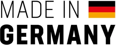 The image shows the text "MADE IN GERMANY" with the German flag.