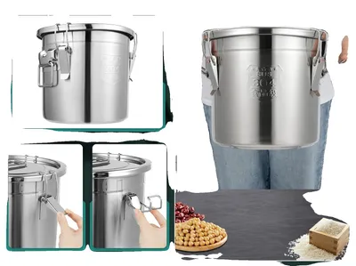 Obrázek produktu pro Nádoby na skladování potravin, vzduchotěsné uzavření, odolná nerezová ocel, jednovrstvé