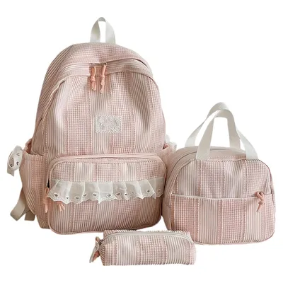 Produktbild von 3-teiliges Rucksack Set Schulrucksack Mädchen mit Handtasche und Federmäppchen Rucksack Damen mit gepolsterte Schultergurte