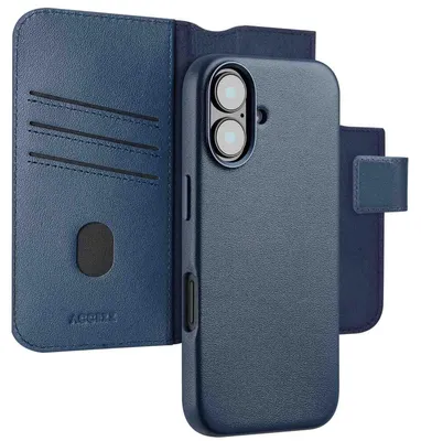 Immagine prodotto di Custodia pieghevole in pelle Accezz 2 in 1 con MagSafe iPhone 16 - Nightfall Blue