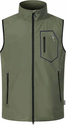 Produktbild von Blue Wave Herren Softshellweste Lars mit Stehkragen - Weste mit Kinnschutz und Kordelzug am Bund in Oliv Größe 6XL