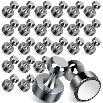 Image de 25 aimants, noir brillant, aimants puissants pour tableaux magnétiques, aimants en néodyme ultra-puissants, mini-aimants décoratifs pour tableaux blancs, réfrigérateurs, bureau, cartes et décoration de cuisine.