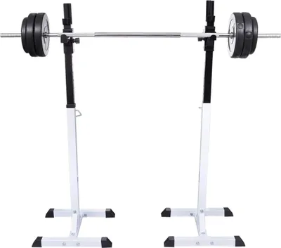 Obrázok produktu pre vidaXL Stojan na drepy / činky s činkou 60,5 kg