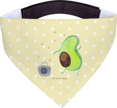 Produktbild von Mr. & Mrs. Panda Hundehalstuch M Avocado Tanzen - Gelb Pastell - Geschenk, Hund Halstuch, Dreieckstuch, Tuch, Hunde, Musik, Fröhlich, Singen, Party