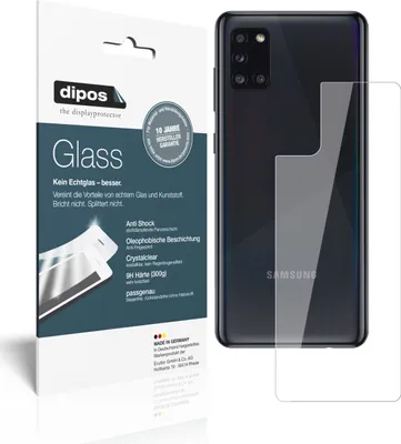 Produktbild von 1x Schutzfolie für Samsung Galaxy A31 Rückseite - Anti-Shock 9H Folie dipos Glass Kunststoffglas