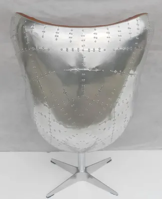 Produktbild von Vintage Schalensessel Aluminium Echtleder Wippfunktion Eierstuhl egg Braun