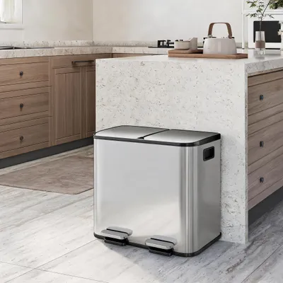 Produktbild von IDEALHOUSE 30L Küchenmülleimer 2-fach, Edelstahl mit Pedal Soft‑Close