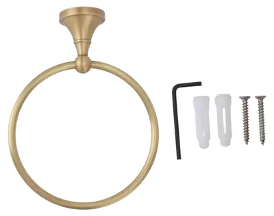 Image de Support mural pour serviette en cuivre, forme ronde - Accessoire de salle de bain