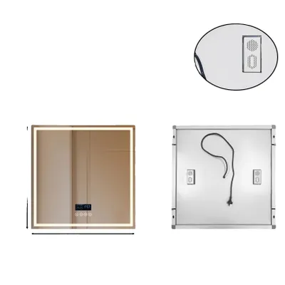Produktbild von LED-Badezimmerspiegel, Bluetooth-Lautsprecher, einstellbare Beleuchtung , Quadrat
