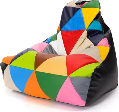 Produktbild von Ecopuf Keiko Patchwork, Pouf Sessel Bean Bag Outdoor, Schwarz E14, M