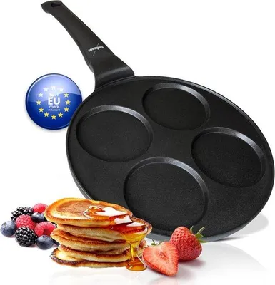 Productafbeelding van Pancakepan, Spiegeleipan 28 cm met PowerShield-coating, Inductie, Keramisch, Gas, Elektrisch, Inclusief 4 Vormmakers voor Eierpan, Spieg