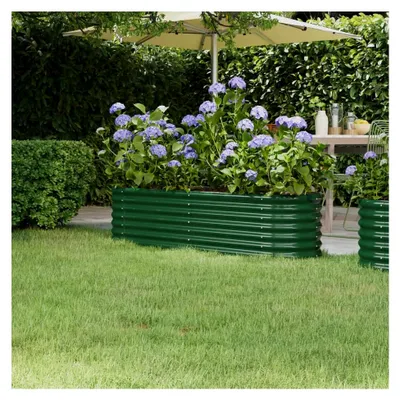 Produktbild von Hochbeet aus Metall für Pflanzen, Kräuter und Blumen 152x40x36 cm Grün
