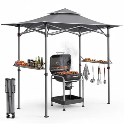 Produktbild von Sekey Grillpavillon 250x150 cm faltbar Garten Pavillon Wasserabweisend UV50+, Grau