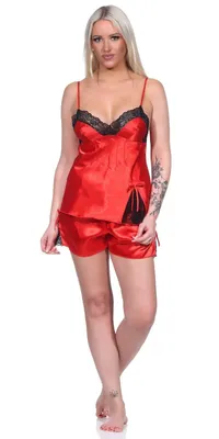 Immagine prodotto di Pigiama da donna in raso con pizzo; rosso/M/38