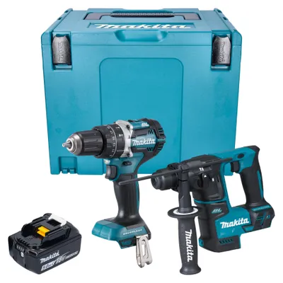Immagine prodotto di Kit combinato a batteria Makita DLX 2278 T1J + trapano a percussione DHP 484 54 Nm + trapano a percussione DHR 171 1,2 J + 1x batteria ricaricabile 5,0 Ah + Makpac - senza caricabatterie