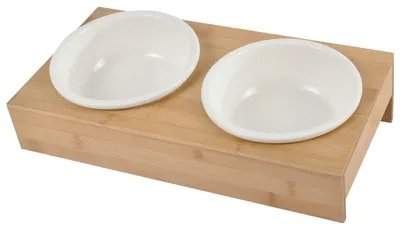 Produktbild von Hundenapf aus Keramik, Ø 16 cm, mit Bambus-Ständer