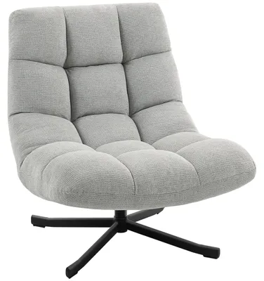 Produktbild von Sessel Drehbar Loungesessel mit Breiter Sitzfläche, wasserabweisend Chenille-Optik, gekreuzt Stahlbeine, Hellgrau