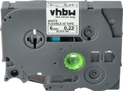 Produktbild von vhbw Schriftband-Kassette kompatibel mit Brother PT 900, 550, 540, 3600, 350, 340, 500-Serie Etiketten-Drucker 8m x 6mm Schwarz auf Weiß, Flexibel