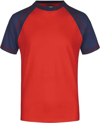 Produktbild von T-Shirt in sportlicher, zweifarbiger Optik red/navy, Gr. XXL